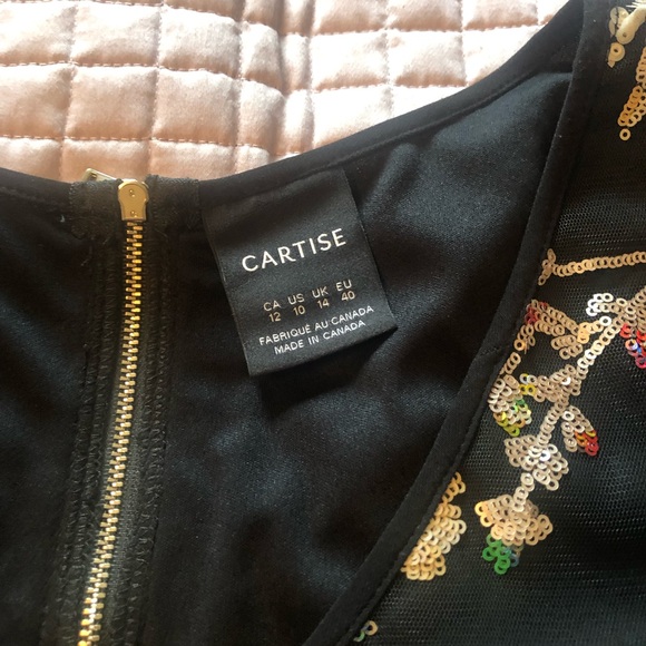 NWT Cocktail dress, black with floral sequin pattern. Sz 12 - Picture 2 of 10